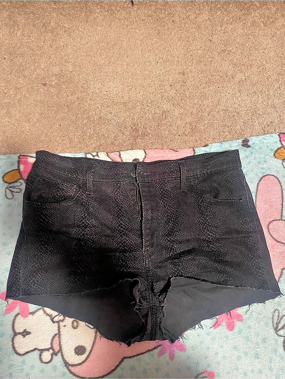 High Rise Black Jean Shorts - Picture 2 of 4